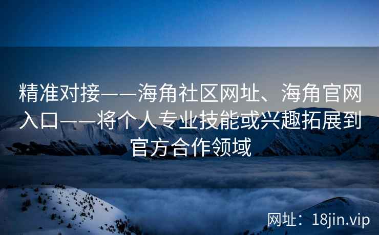 精准对接——海角社区网址、海角官网入口——将个人专业技能或兴趣拓展到官方合作领域