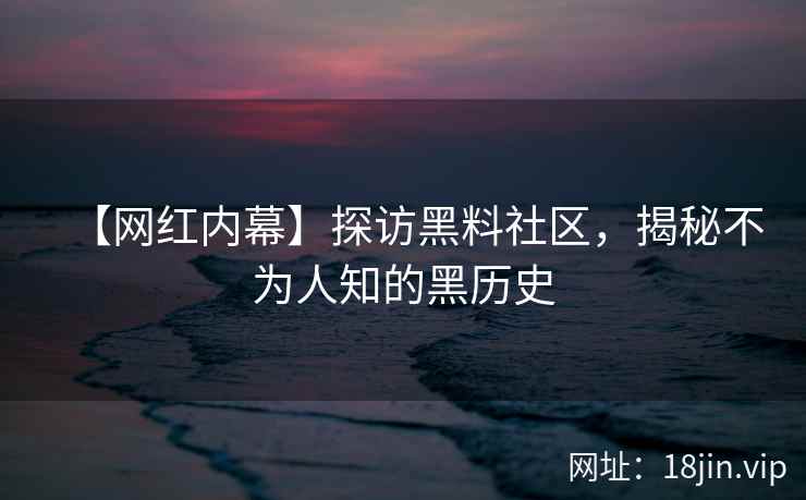【网红内幕】探访黑料社区，揭秘不为人知的黑历史